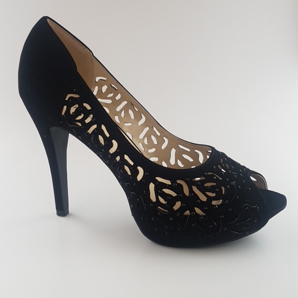 TOP Moda Shoes - Top Moda Women's Black Cutout Peep toe heels